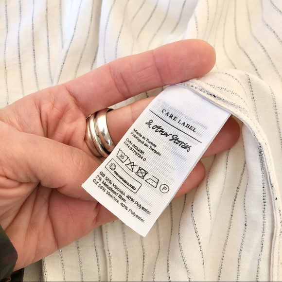 NWOT Paris Athelier & Other Stories Viscose Metallic Stripe Blouse Sz 2 - Picture 11 of 11